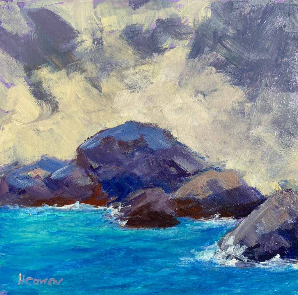 South Shore Rocks Bermuda Acrylic painting Heidi Cowen